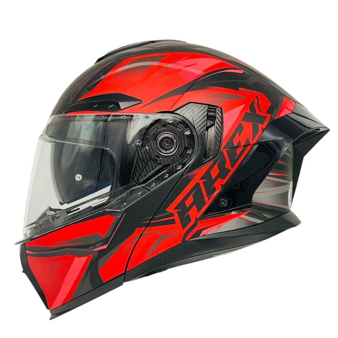 CASCO AREX ABATIBLE NEGRO MATTE ROJO TALLA XL MR-903