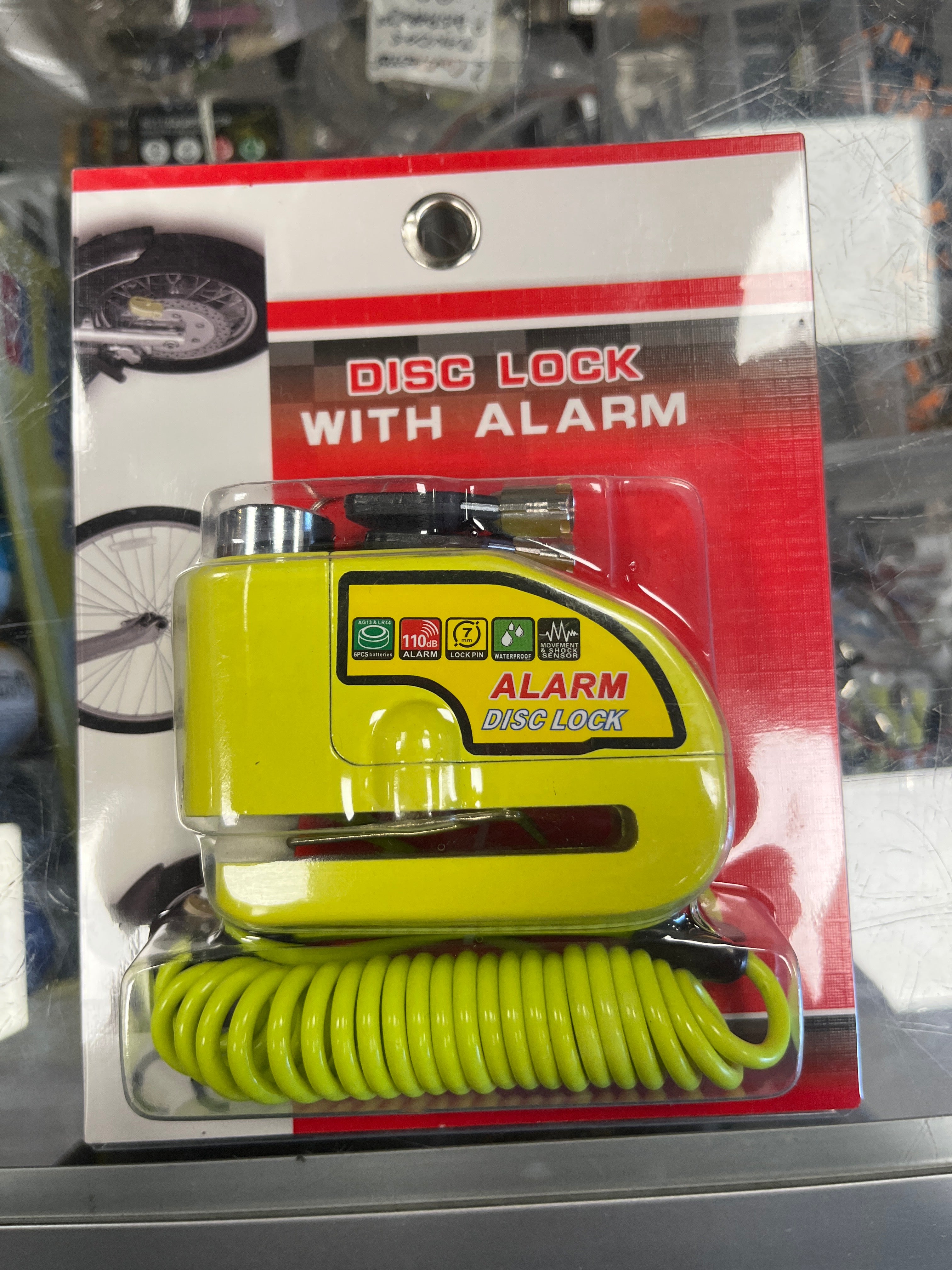 CANDADO DISCO MOTO CON ALARMA Y PIOLA