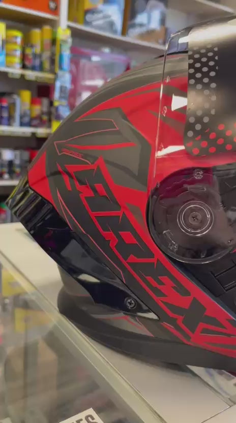 CASCO AREX ABATIBLE NEGRO MATTE ROJO TALLA XL MR-903