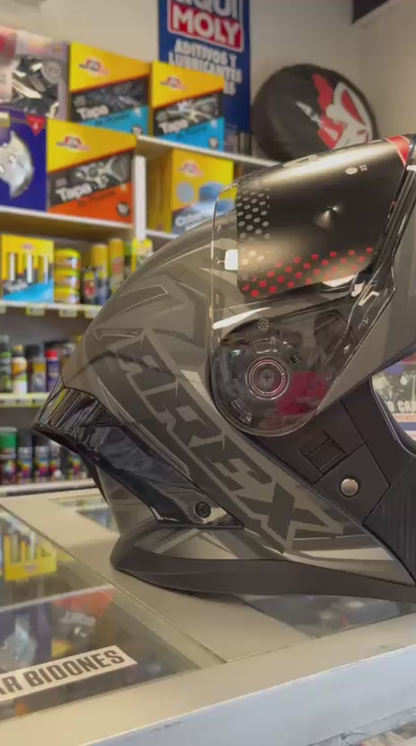 CASCO AREX ABATIBLE NEGRO MATTE GRIS TALLA XL MR-903